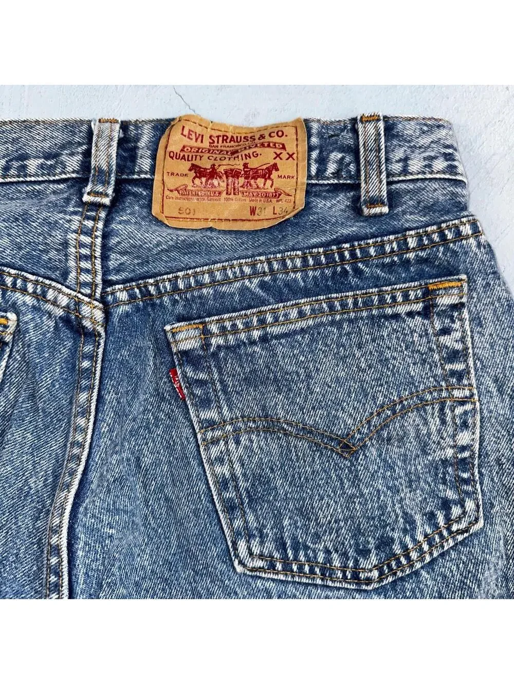 Levis 501 Vintage 90s USA XX Straight Leg Jeans Blue Med Wash 31x34 Act 29x32